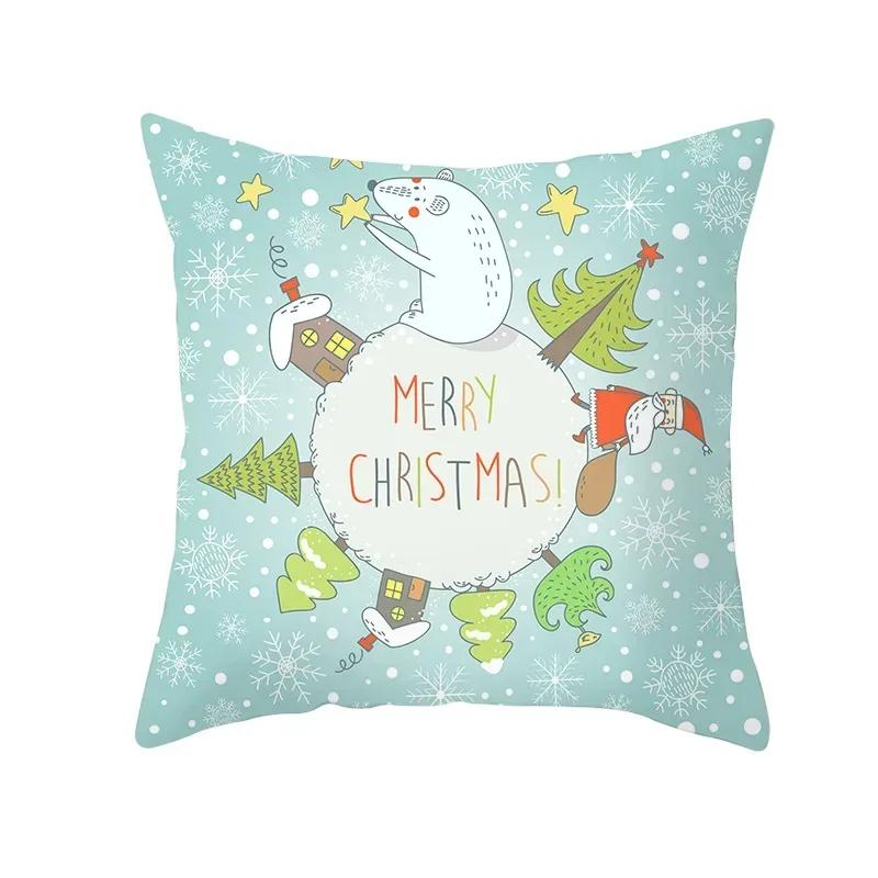 Polyester Fiber Green Series Christmas 2024 Pillow Cover Sofa Cushion Home Decorative Pillows Cover