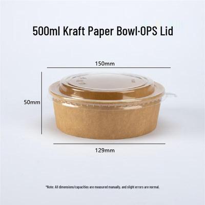 Ciotola usa e getta in carta Kraft per alimenti con coperchio