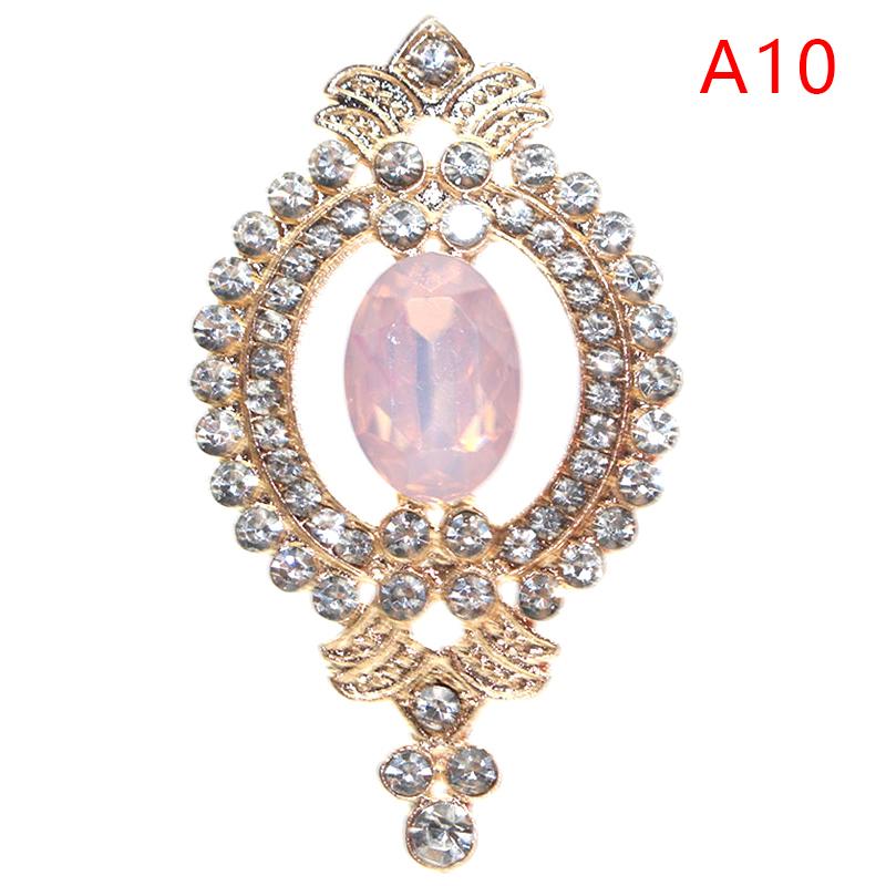 Exquisite 27*48mm Alloy Rhinestone Buttons Wedding Decoration Diy Flat Back Clothing Scrapbook Craft Supplies