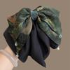 Korean Retro Green Bow Pendant Ponytail Clip - 2026 Elegant Style Half-Up Hair Bun Accessory for Women