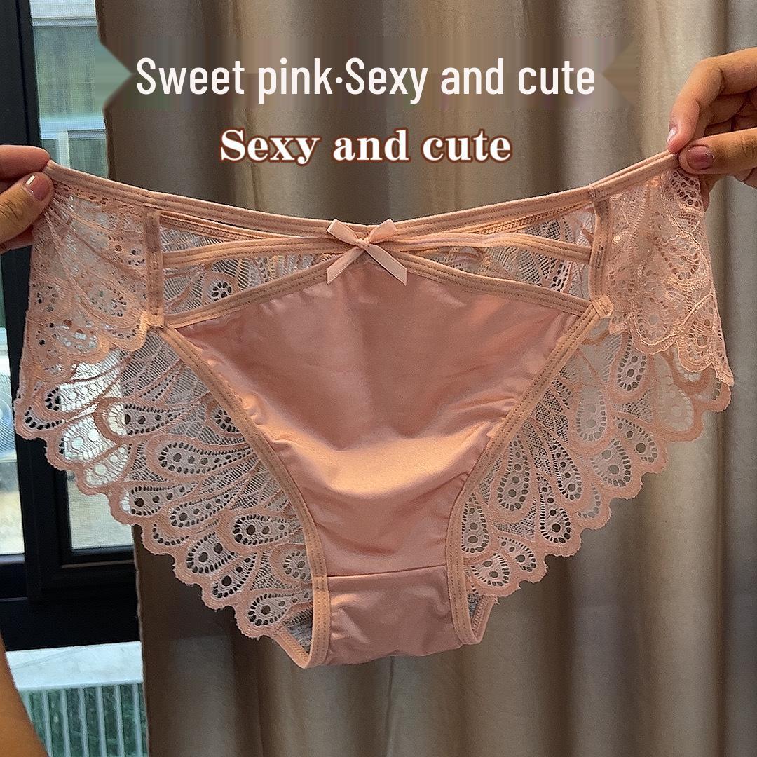 

Чистое и Сексуальное Кружевное Треугольное Белье Батал - Бесшовный Шелковый Сатин, Дышащая Ткань Ледяной Шелк для Женщин 2XL розовый