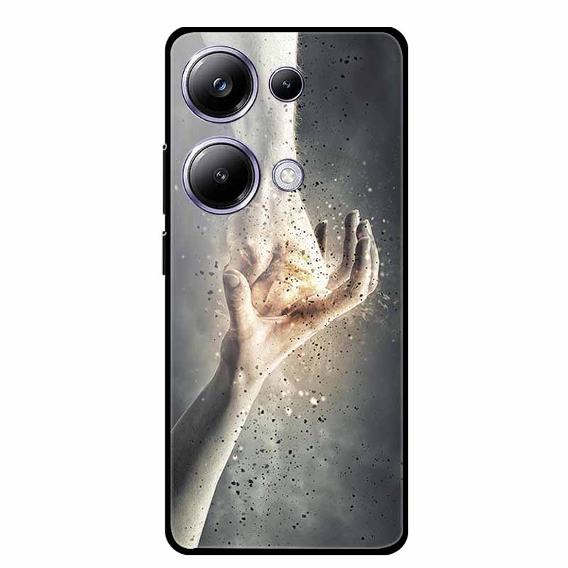 Glass Back Cover For Poco M6 Pro 4G Case M 6 M6Pro Hard Tempered Glass Case For Xiaomi Redmi Note 13 Pro Phone Case Soft Bumper