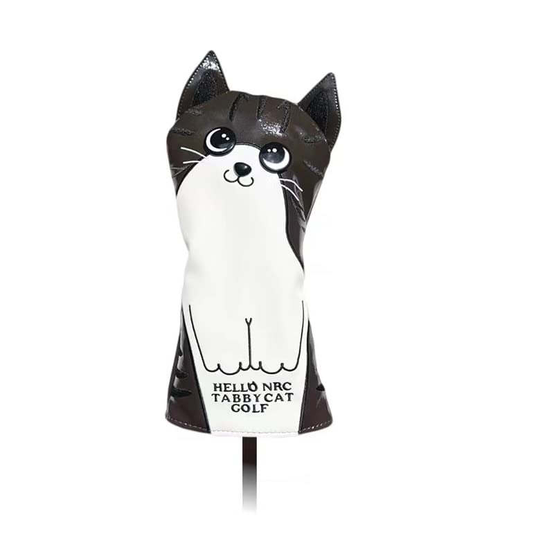 Golf Head Cover Driver Cover Wood Cover UT Cover Tabby Cat (yellow, 4-piece Set)