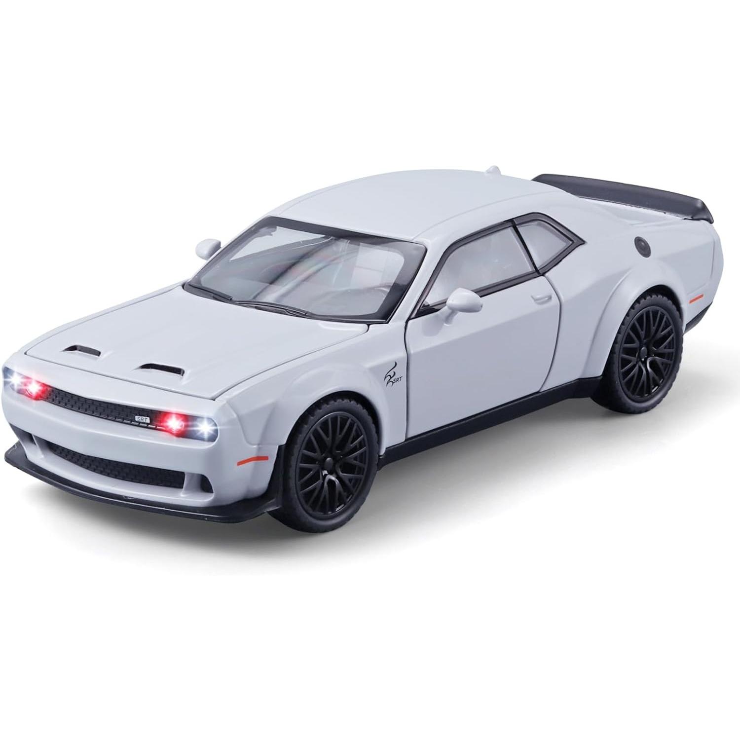 

1/32 Dodge Challenger Hellcat Литі під тиском металеві іграшкові автомобілі, засунутий автомобіль Hellcat зі світлом і музикою Колекційні моделі іграшкових автомобілів Hellcat 1/32-Size:15.8*6.2*4.8cm сірий