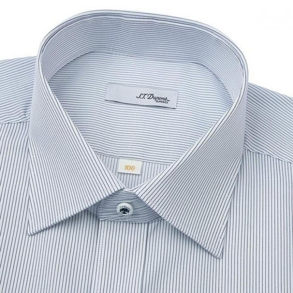 S.T. Dupont Comfortable Stretch Pinstripe Short Sleeve Regular Fit Shirt Se6mm11