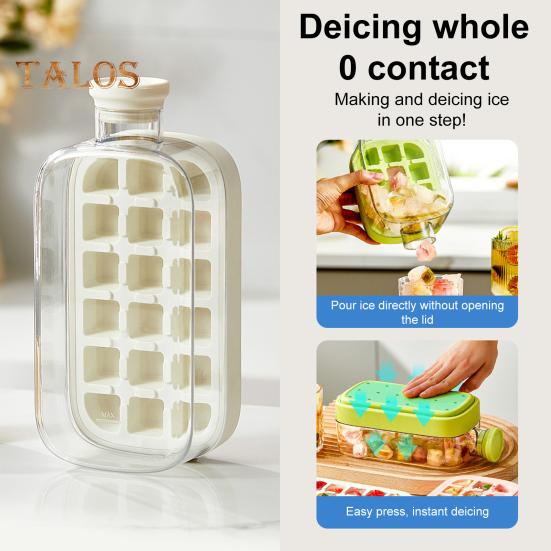 Bandeja de hielo con tapa, molde eficiente para hacer hielo en el congelador, fácil de liberar, sin contacto, para hacer cubitos de hielo, para bebidas, café y cócteles.