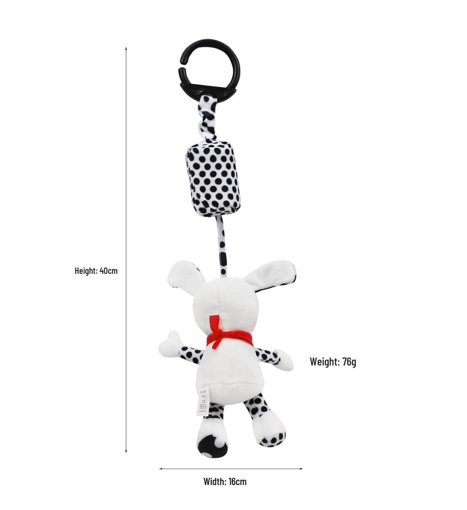BBSKY Black & White Baby Stroller Mobile: Rabbit, Bee, Bird & Dog Plush Hanging Ornaments 