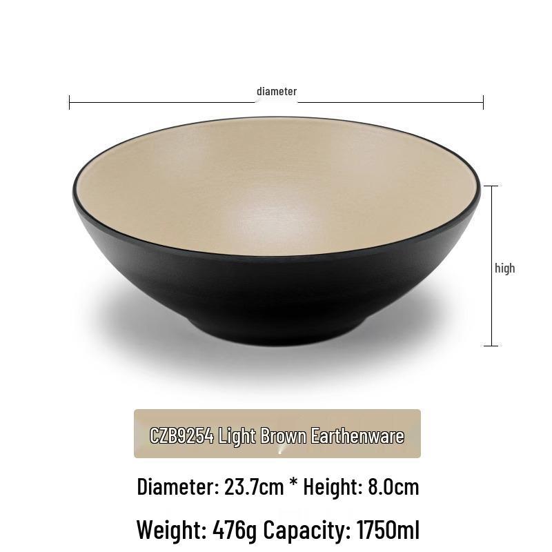 Large Frosted Melamine Ramen Bowl - Japanese-Style Restaurant Noodle Bowl for Mala Tang, Luosifen, Soup, and Rice Noodles