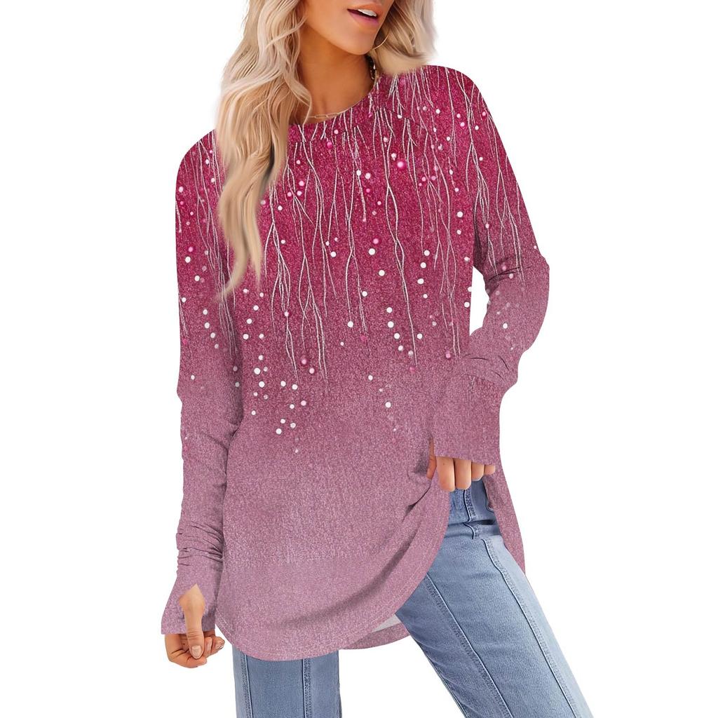 Dam Oversized Sweatshirt Grafisk Tröja Långärmad Nedhasad Axel Rundhalsad Skjorta Toppar Vintage Kläder