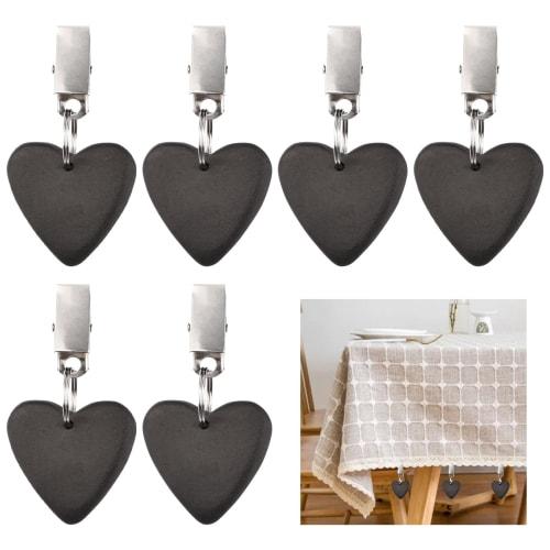

Зажимы для скатерти Morobor, 6 утяжелителей для скатерти в форме сердца с зажимами из нержавеющей стали для пикника на открытом воздухе, украшения стола для семейного ужина (черный