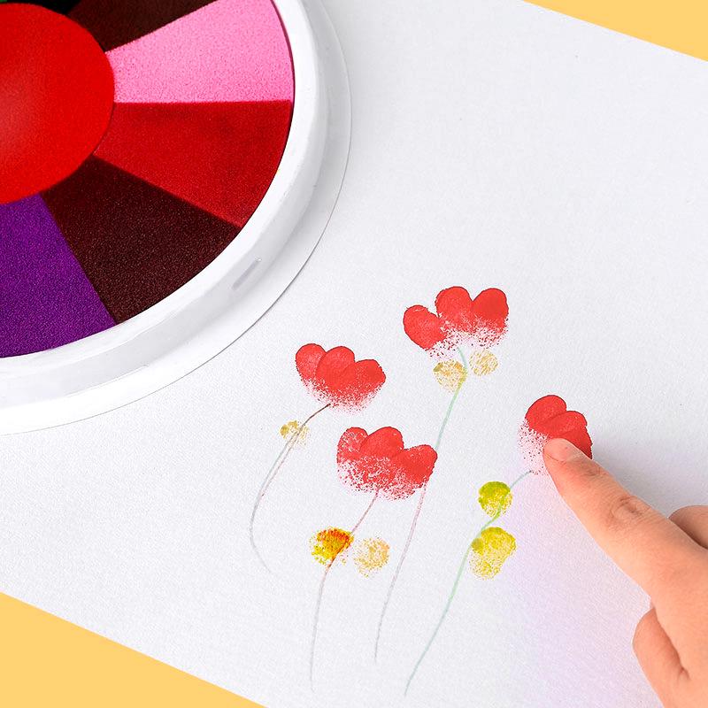 Kindergarten Doodle Ink Pad - 7 or 13 Color Round Disc for Finger Painting & Rubber Stamps