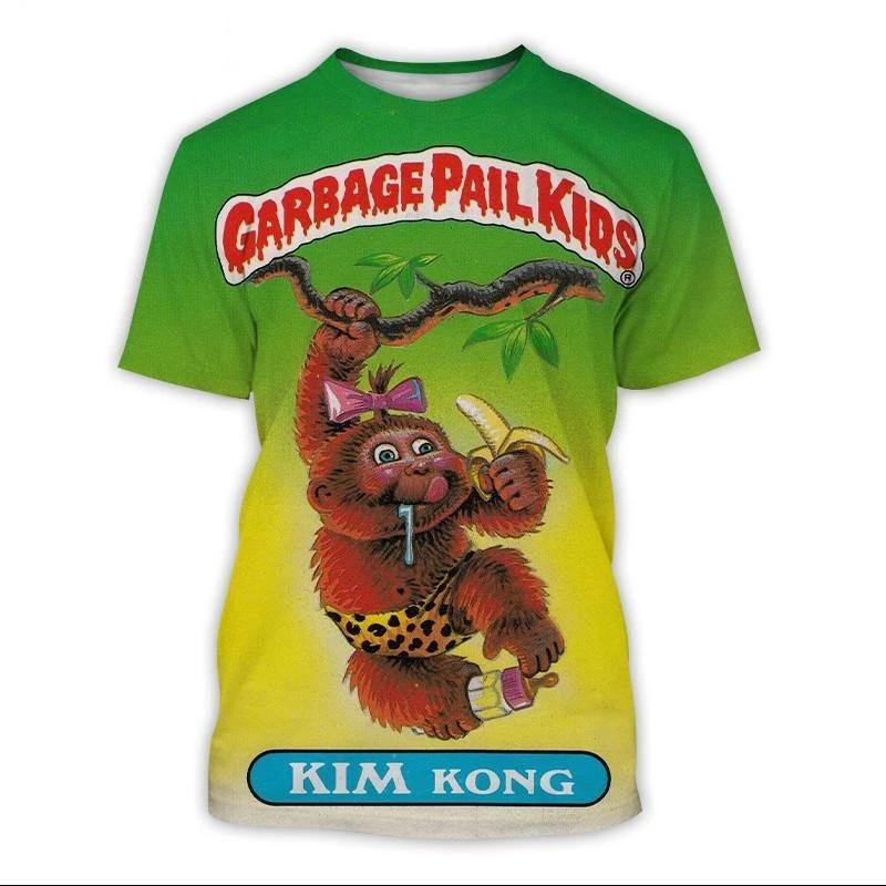 Camisetas Gráficas de Cubo de Basura de Dibujos Animados para Niños Estampado 3D Camisetas de Anime para Niños Moda Hombres Mujeres Manga Corta Cuello Redondo Camiseta Harajuku Y2k Top
