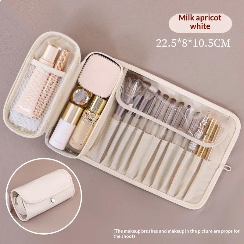 

Large Capacity Multifunctional Makeup Bag, Women S Travel Makeup Brush Bag, Portable Folding Beauty Makeup Storage Bag білий