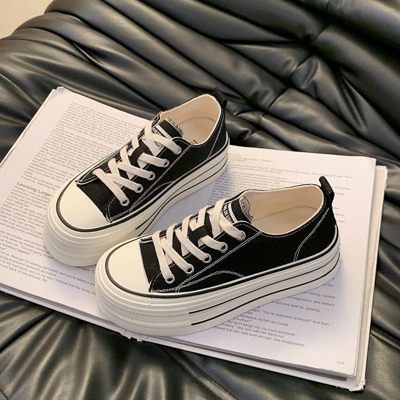 Platform canvas shoes women's spring and summer new small casual board shoes versatile and lightweight muffin white shoes