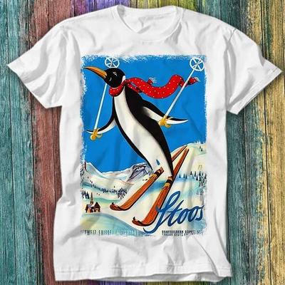 Ski Penguin Stoos Swiss Alpine Switzerland Travel T Shirt Top Tee 444