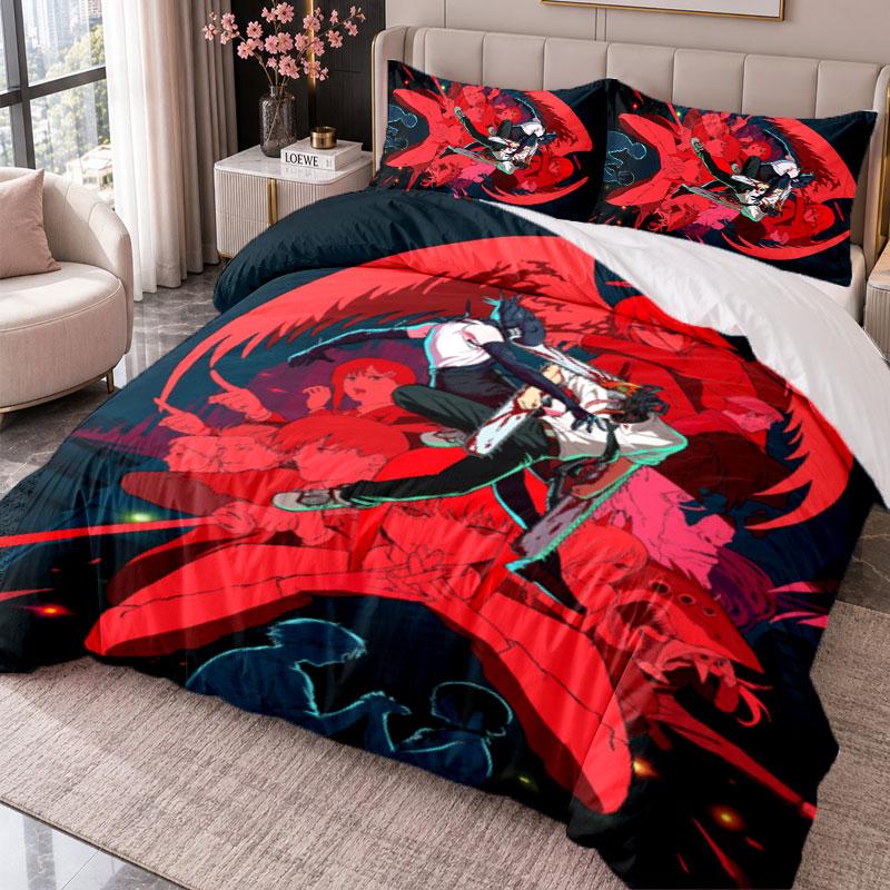 Chainsaw Man 3Pcs Bedding Set Duvet Cover With Two Pillowcases For Bedroom Home Decoration