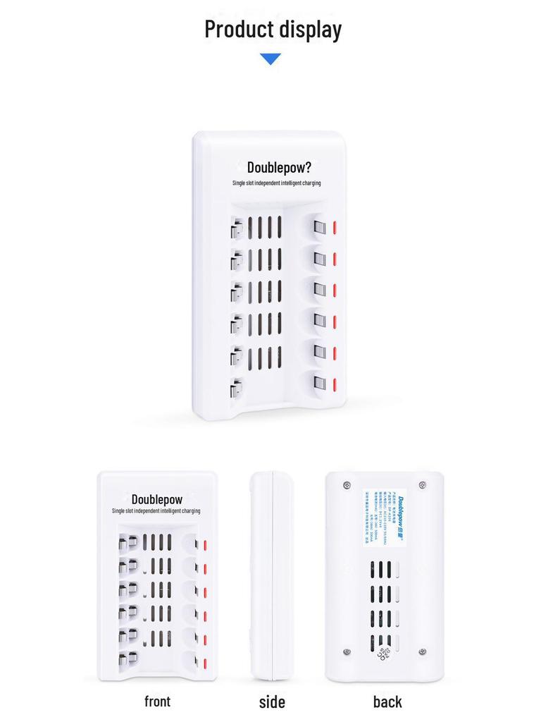Smart Double Battery Charger No. 5 with Light Change, 6 Slots for 1.2V AA/AAA Batteries