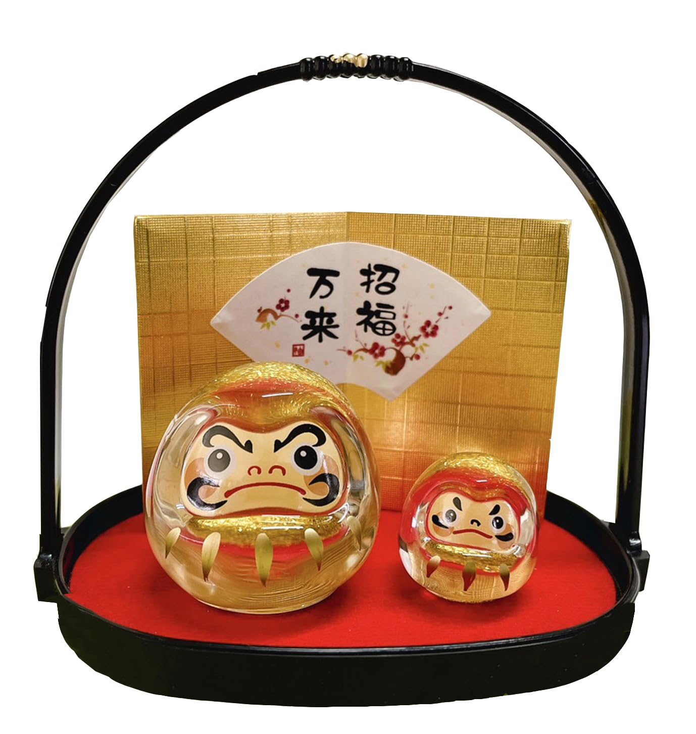 Craftsman House Lucky Charm Glass Daruma Doll Set with Gold Leaf золотой