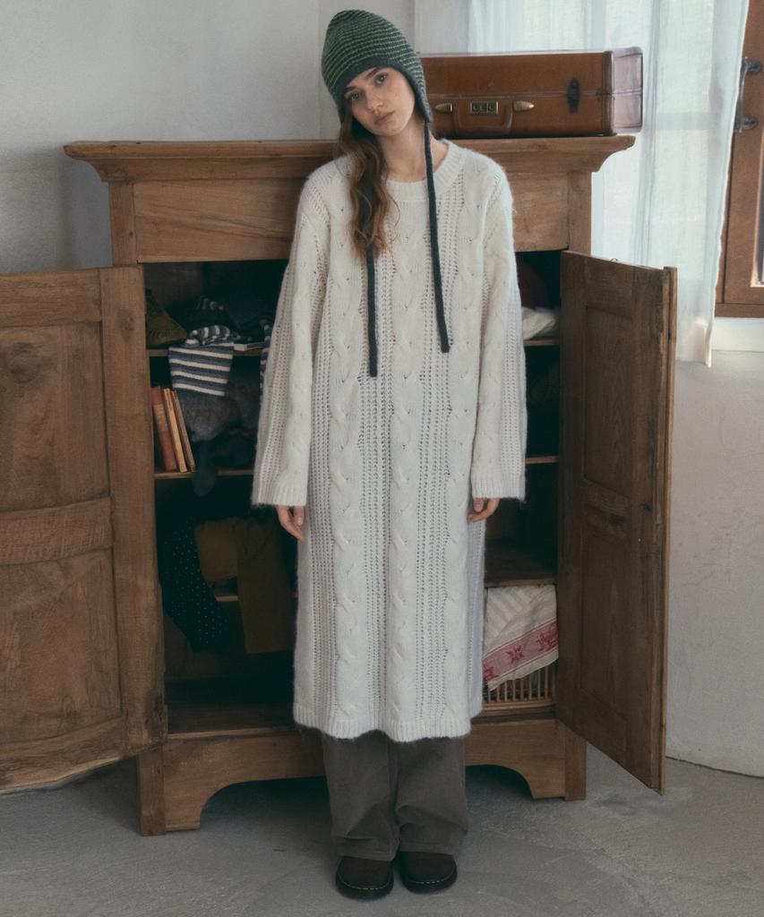 Aueonoseuteljia Cuddle Cable Knit Dress_Ivory(Oc25-Kn26)