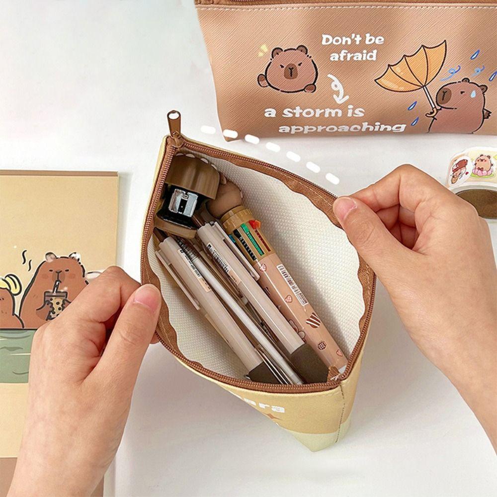 Capybara Pen Bag Kawaii Stationery Storage Pouch Portable Pencil Case  Student