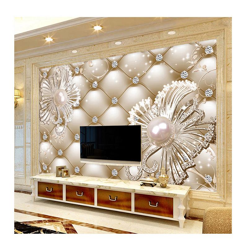 Mural 3D Soft Pack Diamond Jewelry Flower Wallpaper Luxury Wall Paper Hotel Living Room TV Background Mural