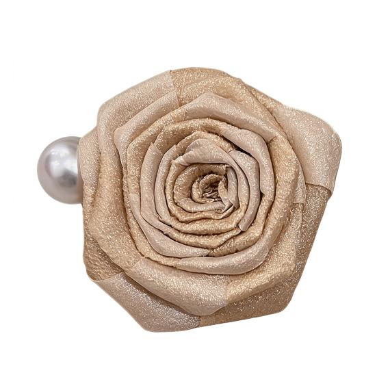 Заколка для волос Декор из сушеных розовых цветов с имитацией жемчуга Полу-пучок Волосы набок A