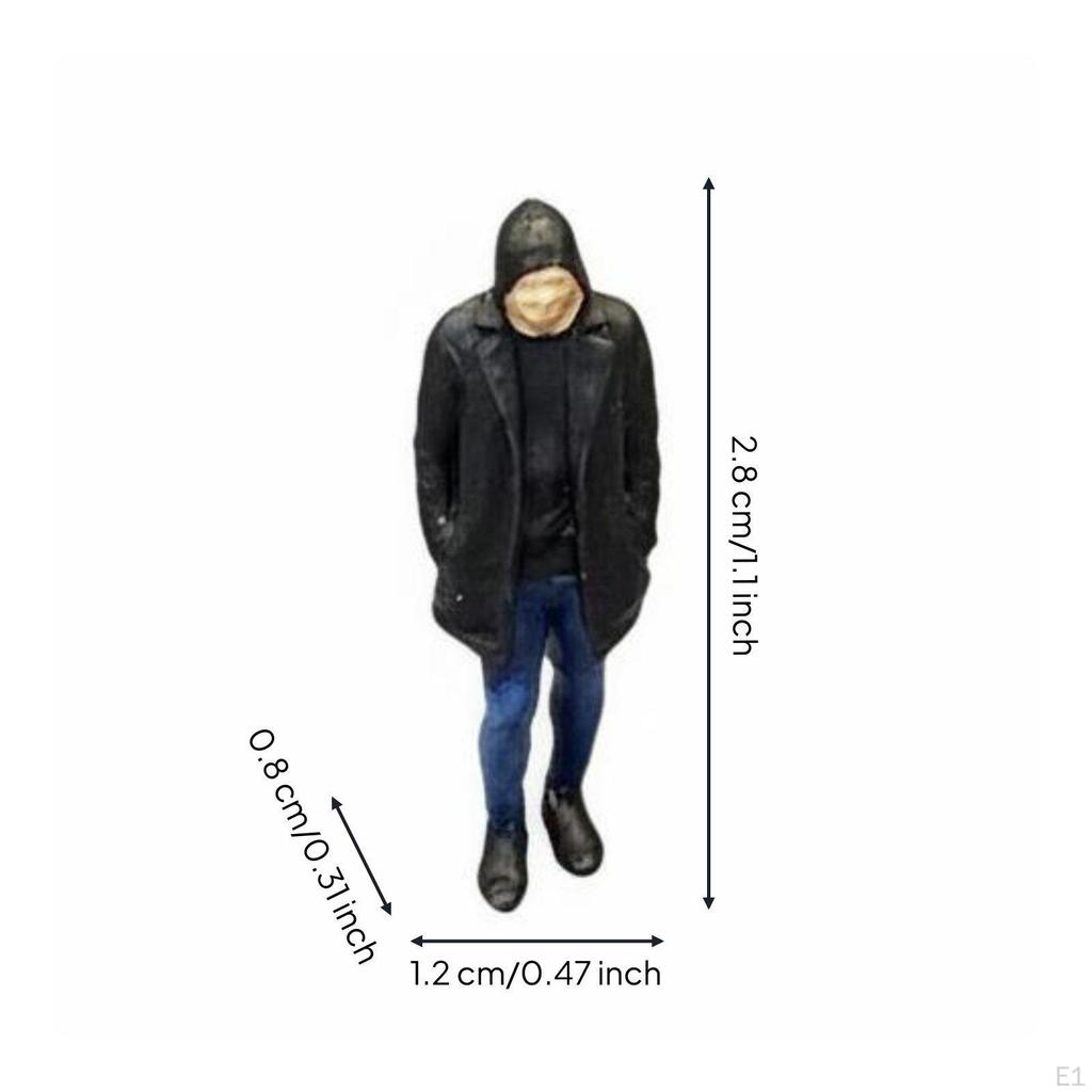 Black Hat Man Statue Realistic Resin Painted Figurine 3D Display for Shelf, Desk