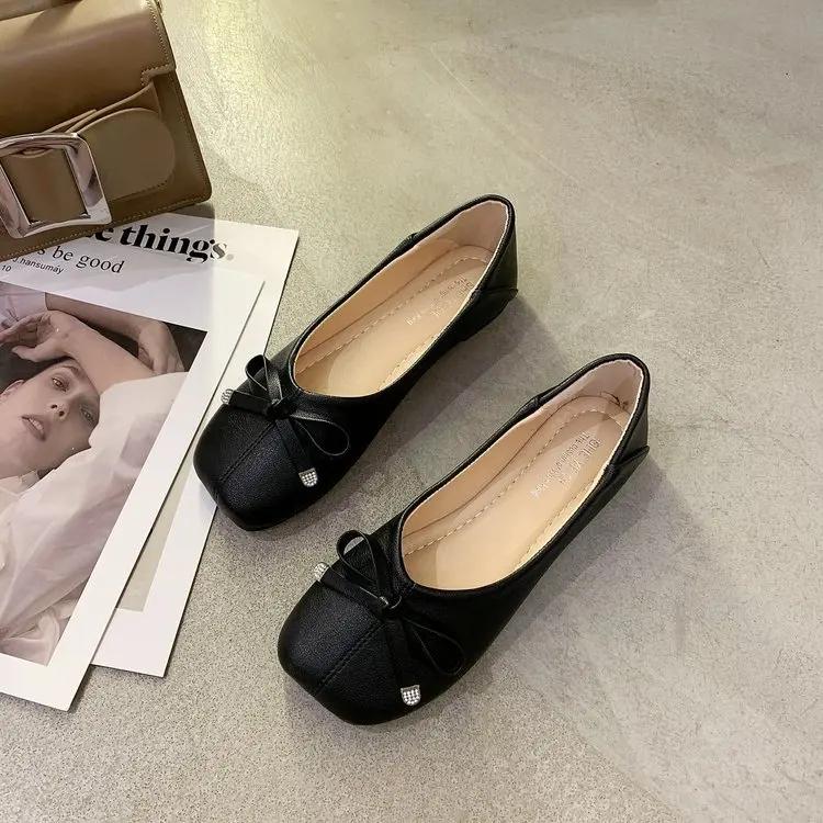Shoes Woman Round Toe Bowknot Ballet Fashion Flats Mary Jane Ladies Shoes Casaul Shallow Soft Sole Women’s Zapatos De Mujer