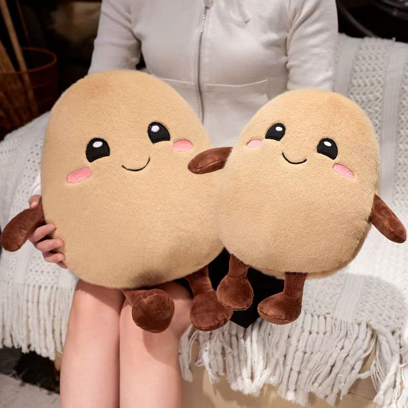 Lovable Potato Soft Plaything Vegetable Potato Key Necklace Sack Charm Huggable Potato Cushion Calming Toy Farm Figures Tot Birthday Treat