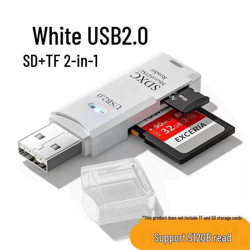 3.0 High-Speed 2-in-1 Card Reader for TF/SD Cards - Compatible with Cameras, Computers, Cars, and Laptops