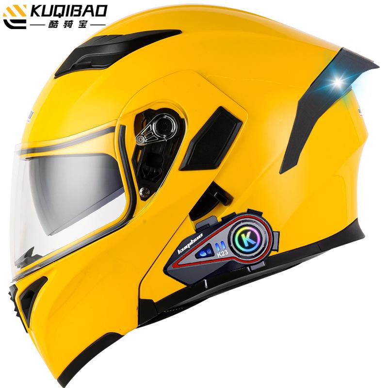 Kuqibao Dual Lens Open Face Helmet Motorcycle Bluetooth Helmet Dual Intercom Motorcycle Full Helmet Long Riding Range