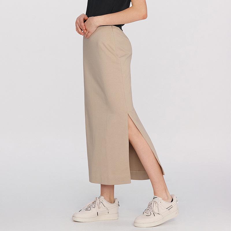 High Waist Elastic Bodycon Midi Skirt with Slit - 2024 Spring/Summer Collection