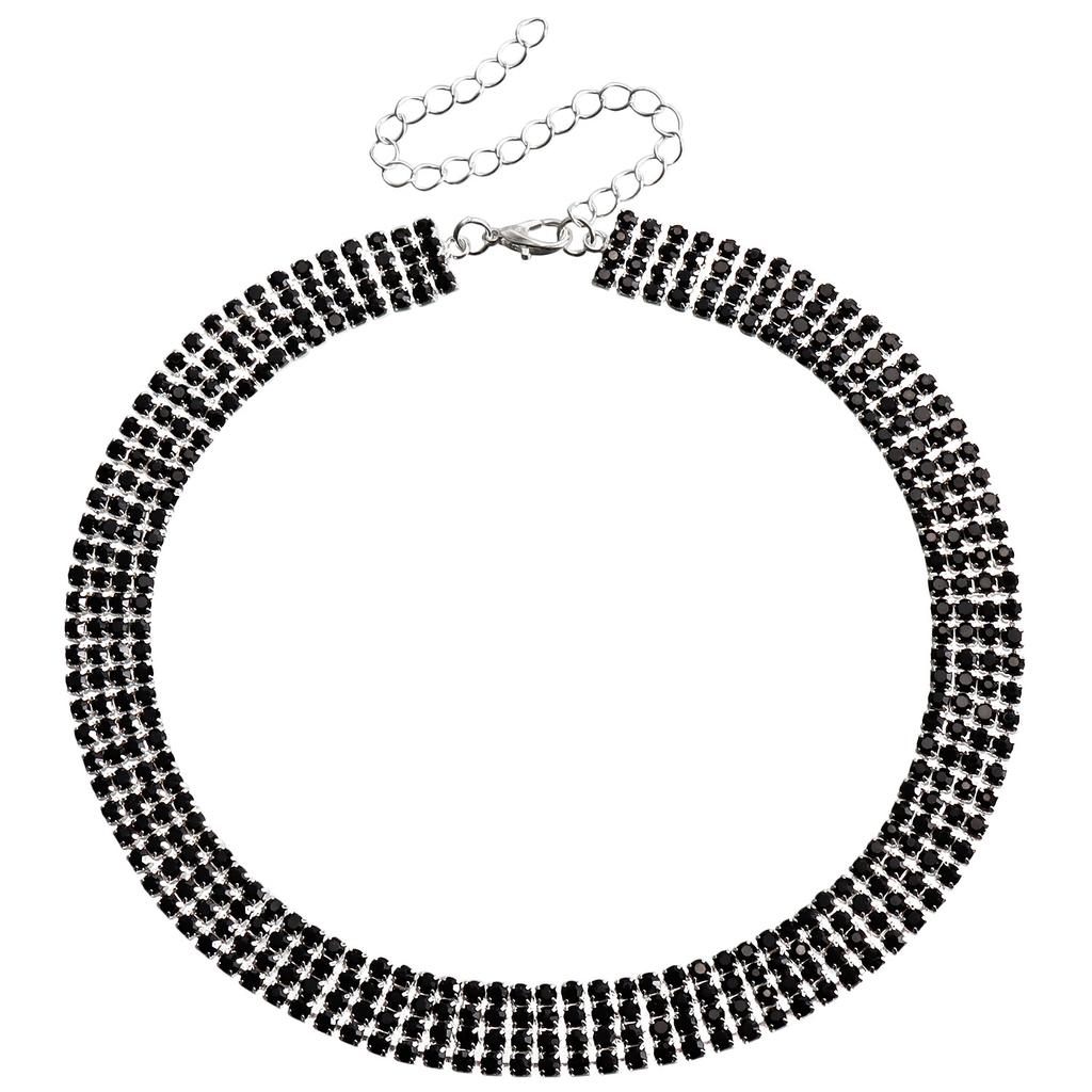 Accessories, Temperament Multi-Row Claw Diamond Chain Necklace, Women'S Banquet Accessories, Wind Black Full Diamond Necklace