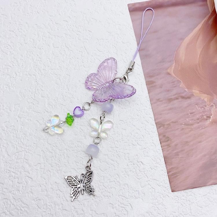 Elegant Phone Pendant Keychain Beaded Bowknot Keyring Decorative Straps Accessory for Wallet Bag Keychain Case