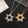 Men's Trendy Hip-Hop Six-Pointed Star Pendant Necklace with Diamond Inlay and Copper-Plated Snake Bone Chain