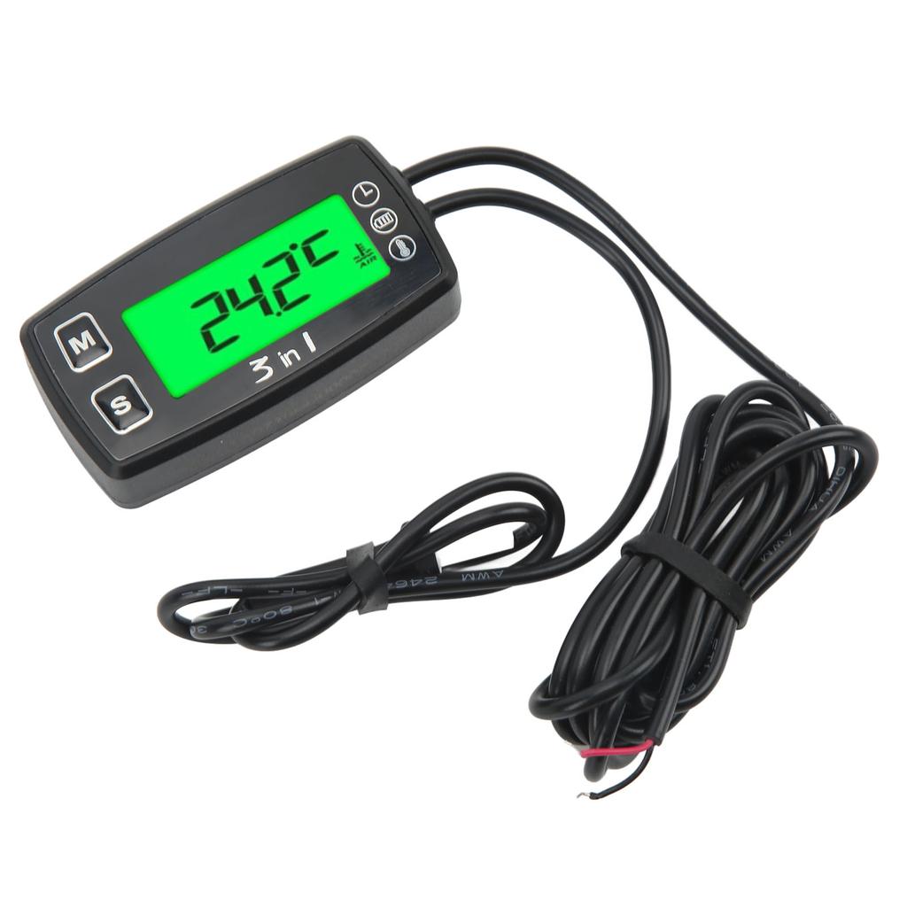 3 In 1 Digital Time Clock Voltmeter Thermometer IP67 Waterproof Motorcycle Meter for ATV