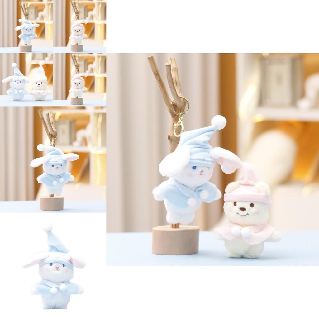 Cute Rabbit Bear Plush Doll With Hat And Cape Design For Bags And Key Holders