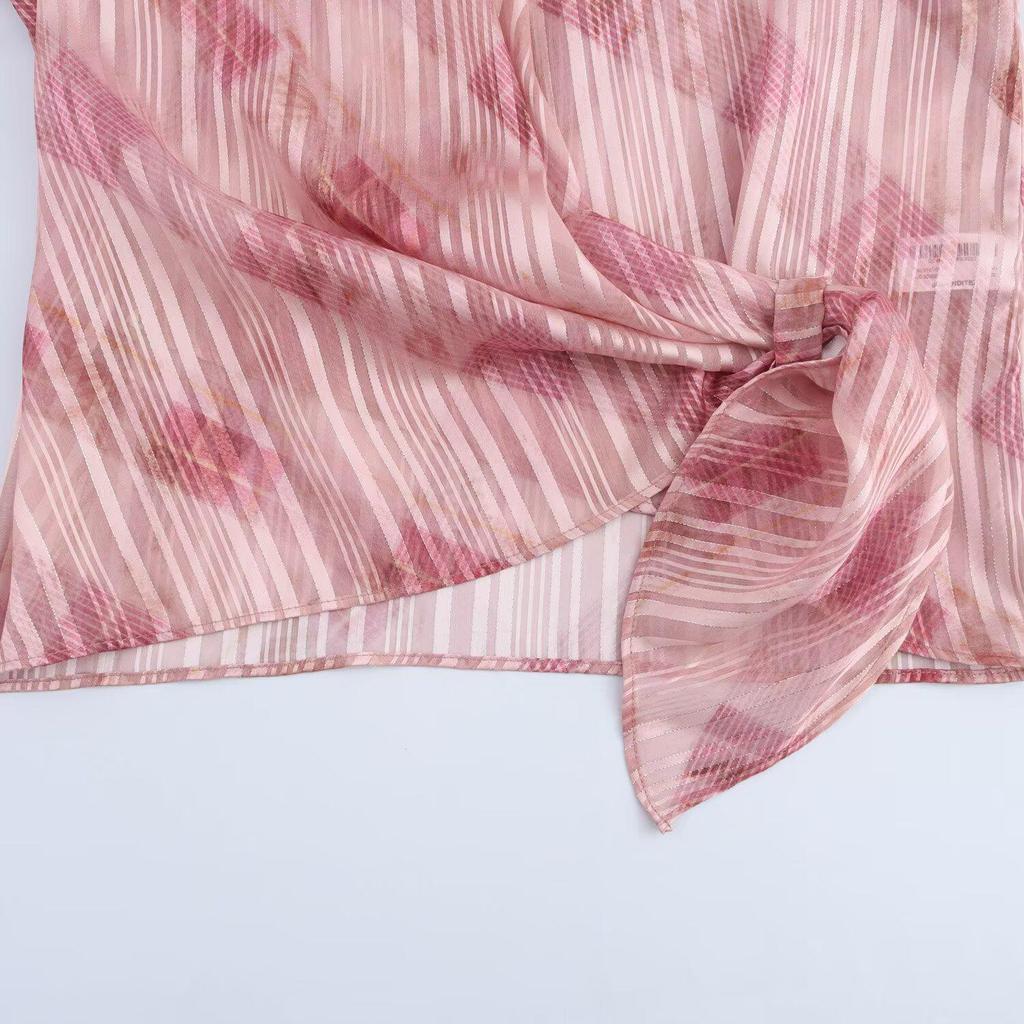 Spring 2025 Women's Metallic Knot Shirt - European & American Style Fashion