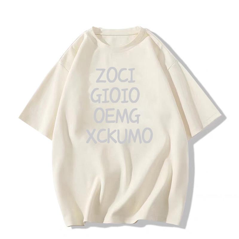 2025 Trendy Women's Pure Cotton Short Sleeve T-Shirt: European & American Style, Loose Straight-Shoulder Design