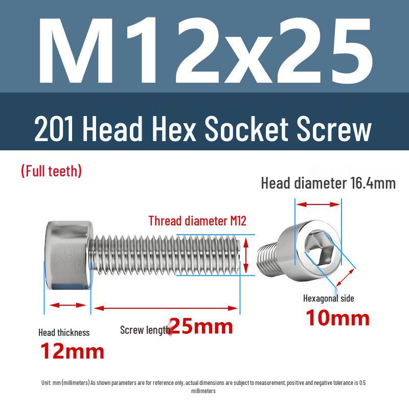 Yigu 201 Stainless Steel Cup Head Hexagon Screws and Bolts - M3, M4, M5, M6