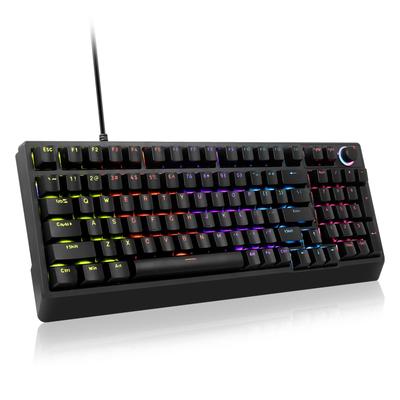 HUO JI Gaming Red Mechanical with English LED Side for Compatible Keyboard, Tenkeyless, Switches, Keyboard, Wired, 96% Accuracy, Knobs, Layout, &