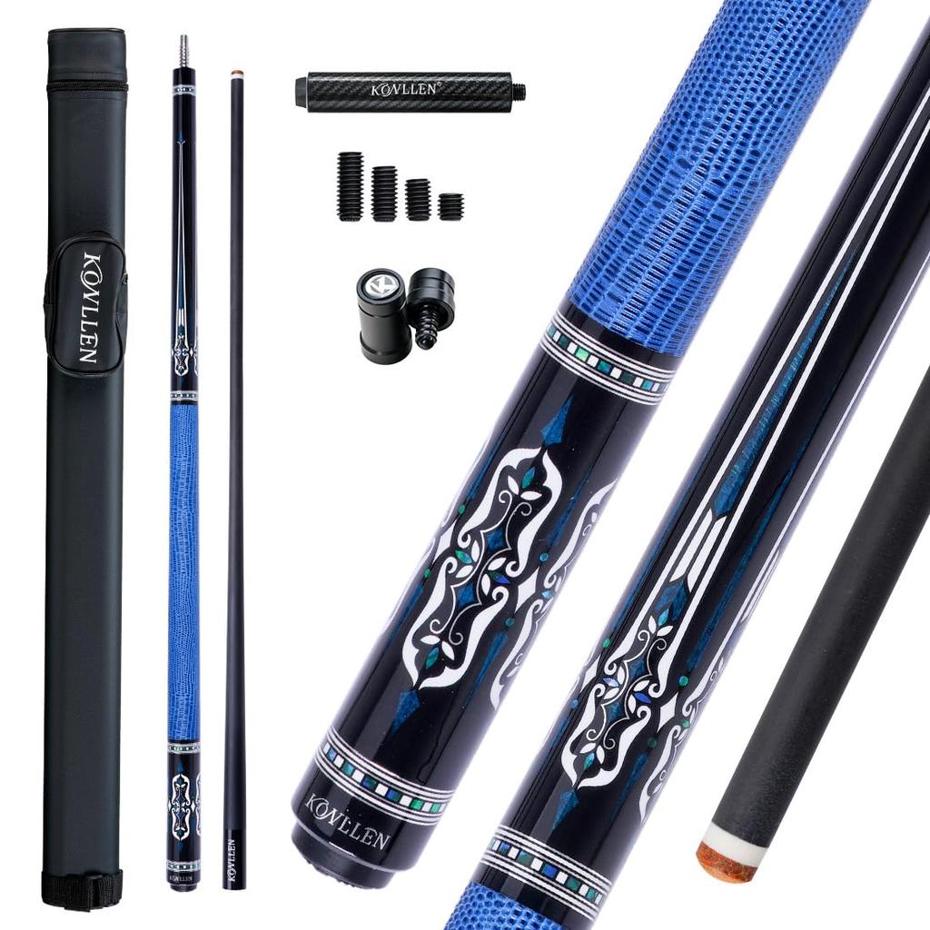 KONLLEN Carbon Fiber Pool Cue Low Deflection Pool Professional Adult Billiard Cue Set with Billiard Accessories Stick, Cue,