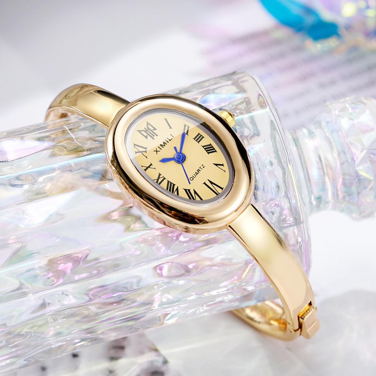 Elegante ovale Roma-Zifferblatt Damen-Quarz-Uhr Mode-Armband-Riemen Damen-Armbanduhr Reloj Mujer Mädchen-Uhr Geschenk