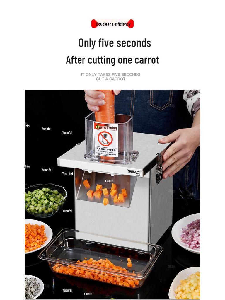 Multifunctional Stainless Steel Vegetable Dicer: Commercial-Grade Dicing, Shredding, and Slicing Machine for Large-Scale Canteen Use