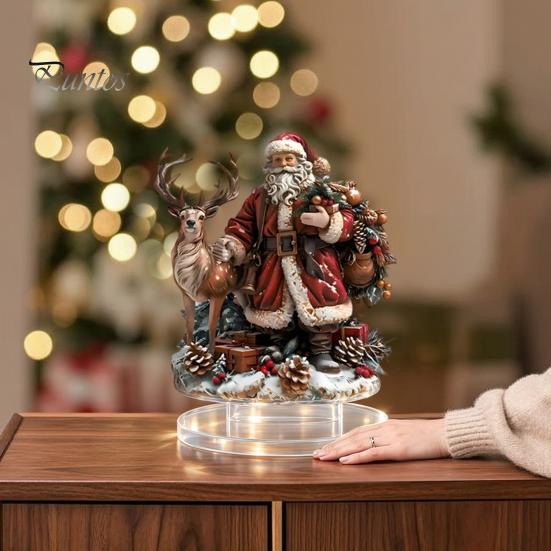 Weihnachts-Tischdekoration Rentier Weihnachtsmann Tischdeko, 2D Acryl Geschenkideen für Party-Deko Kamin Wohnzimmer Schlafzimmer Zuhause Leichtgewicht