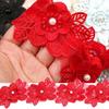 Ruban de Dentelle Brodé Perles 3D Extensible 1 Yard Pour Col Vintage Robe de Mariage Bricolage Costume d'Enfant Fournitures de Loisirs Créatifs