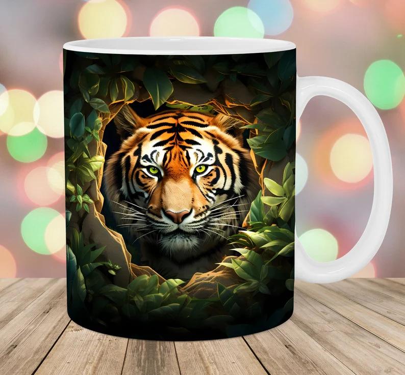 3D White Tiger Tiger Ceramic Coffee Mark Cup Tea Cup New Animal Animal New King Of The Forest