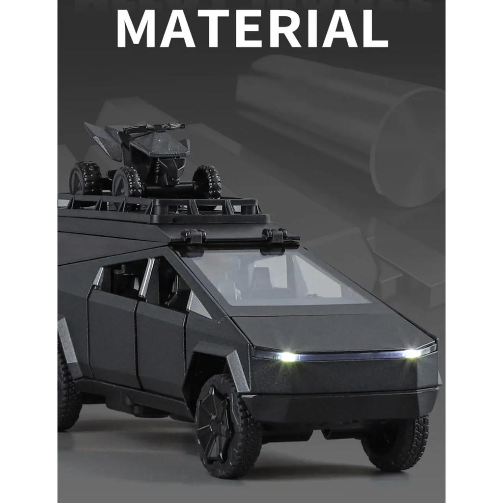 1/32 Tesla Cyber the Truck Pickup Alloy Camping RV Car Model Diecasts Metal Toy Van Motorhome Touring Car Model Sound Light Kids Gifts