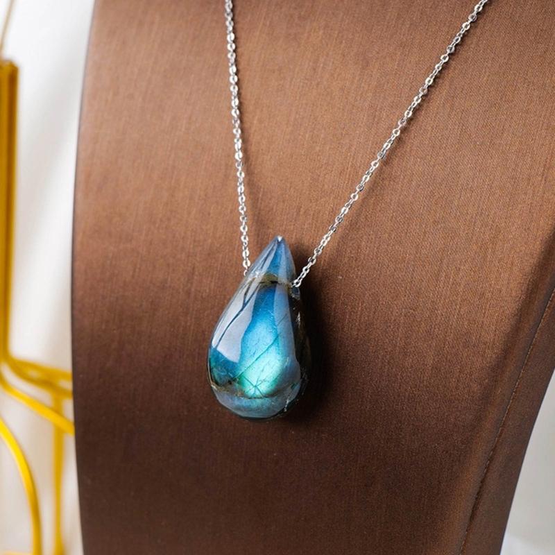 Pendant Necklace Water Drop Shape Moonstone Necklace Women Necklace Moonstone Material Jewelry Gift for Women Girls