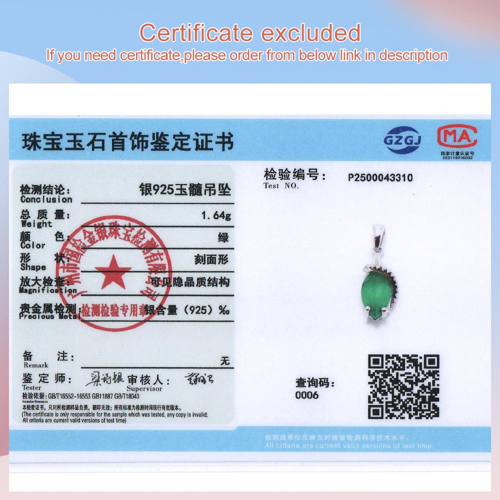 925 Sterling Silver Pendant Necklace Nautral Green Agate Fine Jewelry for Women Party Birthday Gift and Daily Wear